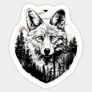 White wolf in the forest Sticker